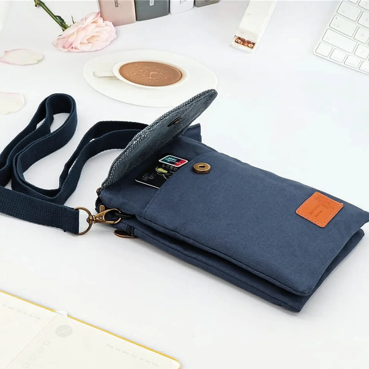 Canvas Mini Phone Sling Bag with Detachable Strap