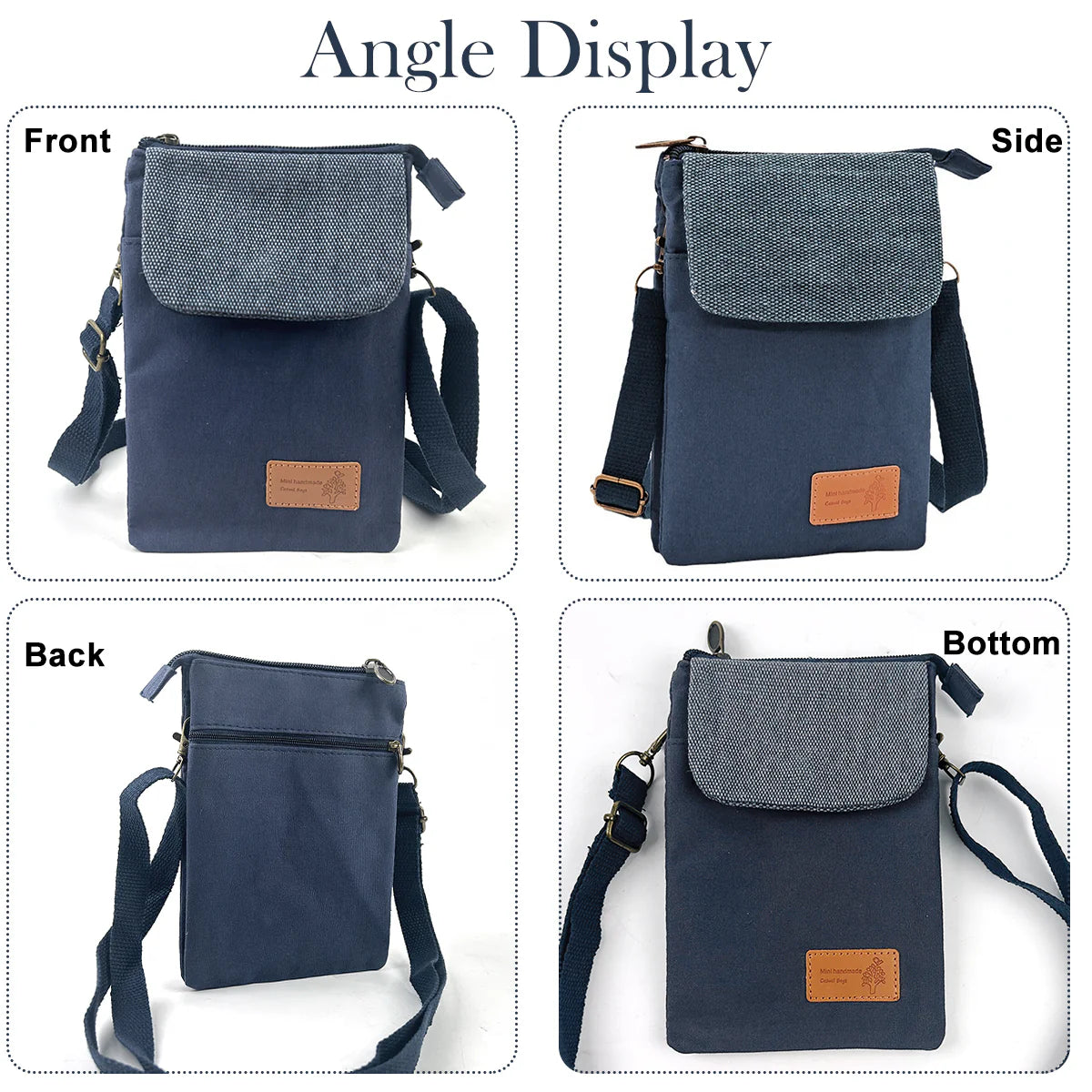 Canvas Mini Phone Sling Bag with Detachable Strap