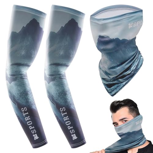 Men's Sun Protection Arm Sleeves & Neck Gaiter Face Mask