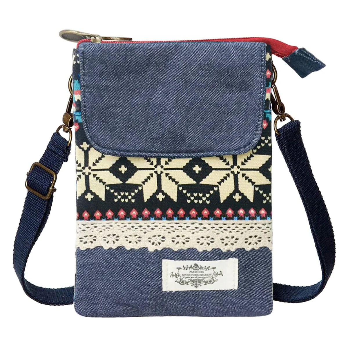 Casual Canvas Phone Sling Bag Boho Print Crossbody