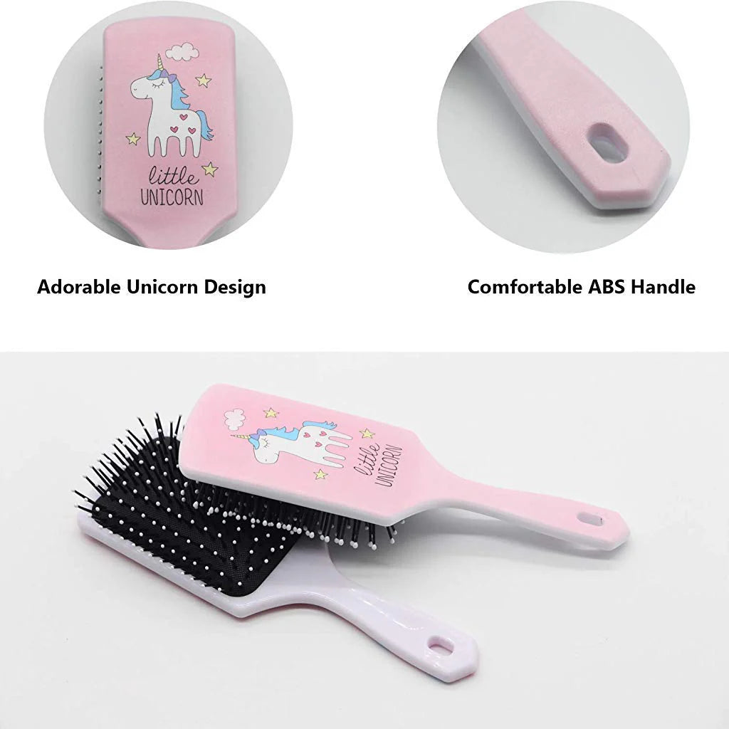 Pink Unicorn Hair Brush with Ball-tipped Nylon Bristle & Air Cushion
