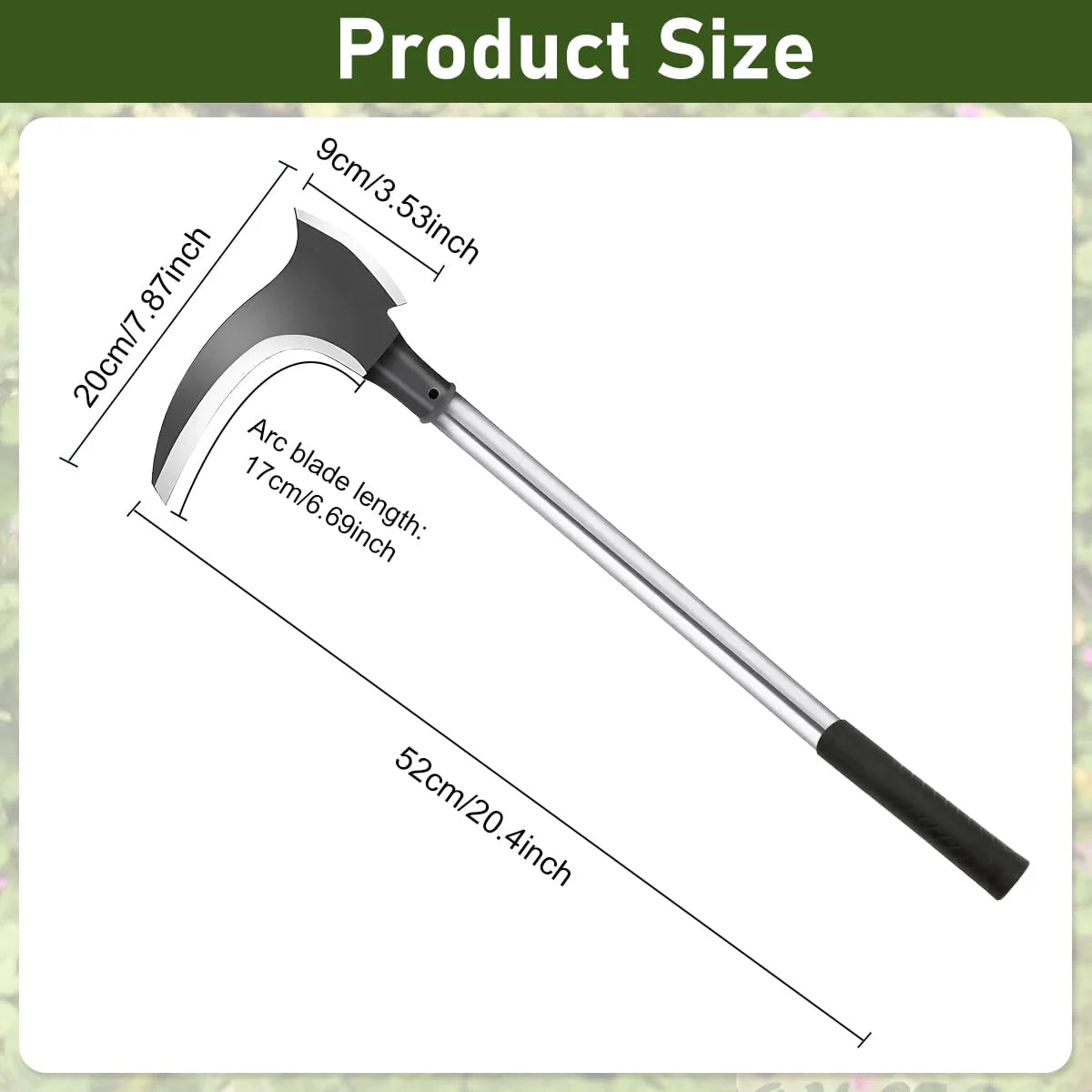 2-in-1 Grass Axe Sickle 21.65 Inch High Manganese Steel