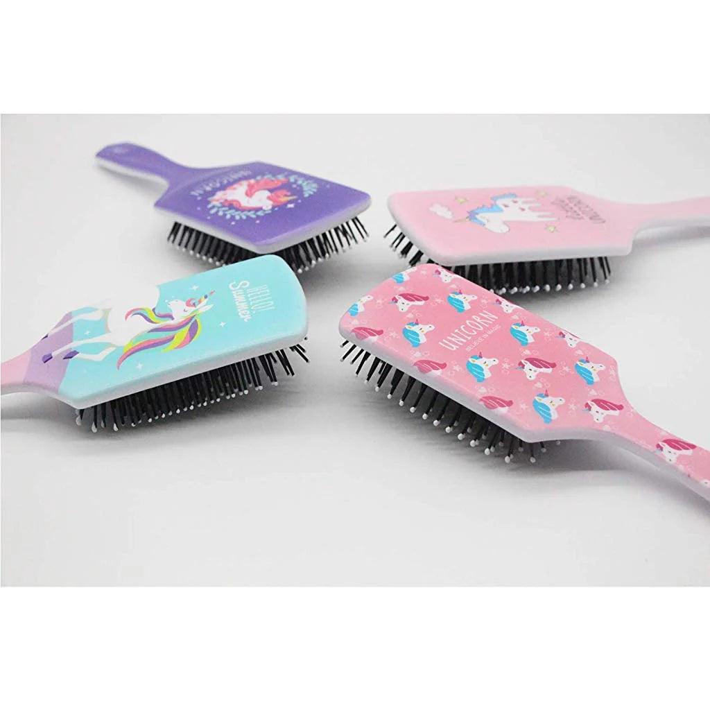 Pink Unicorn Hair Brush with Ball-tipped Nylon Bristle & Air Cushion