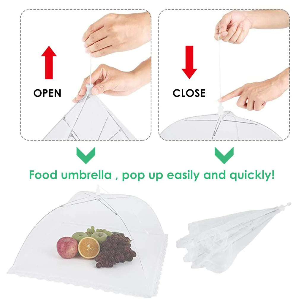 4 Pack Food Cover Tents, Pop-Up Mesh Food Covers Tent Umbrella