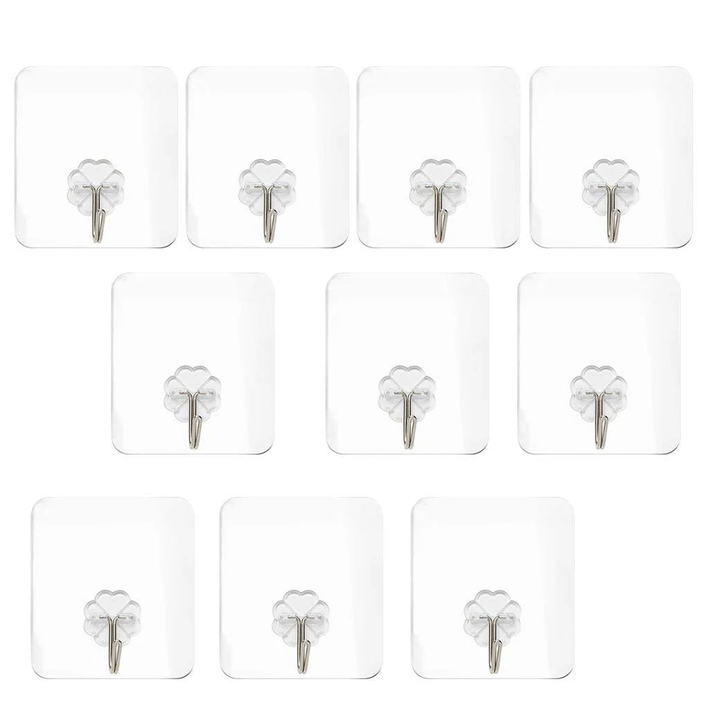 HASTHIP Waterproof Plastic Wall Hooks(Pack of 10)