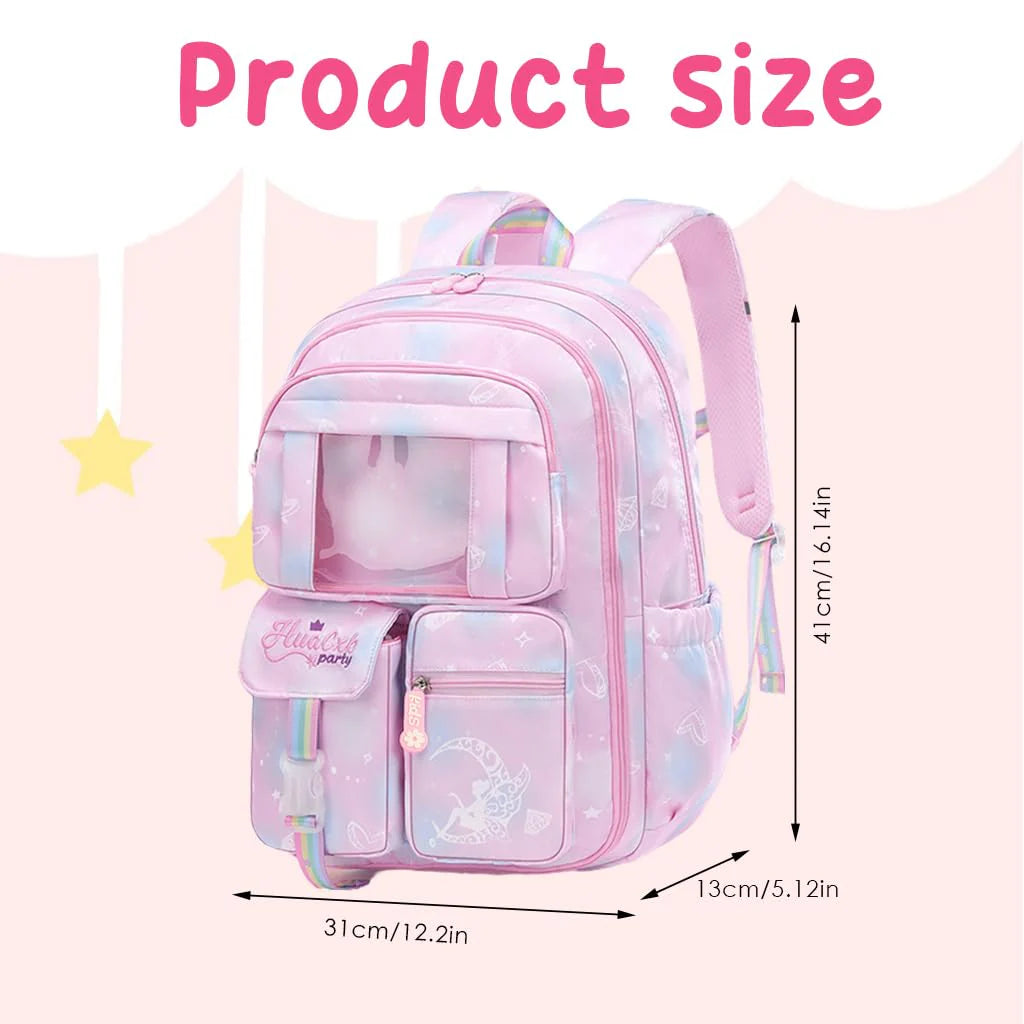 Cartoon Stylish School Backpack for Girls 7-12 Years