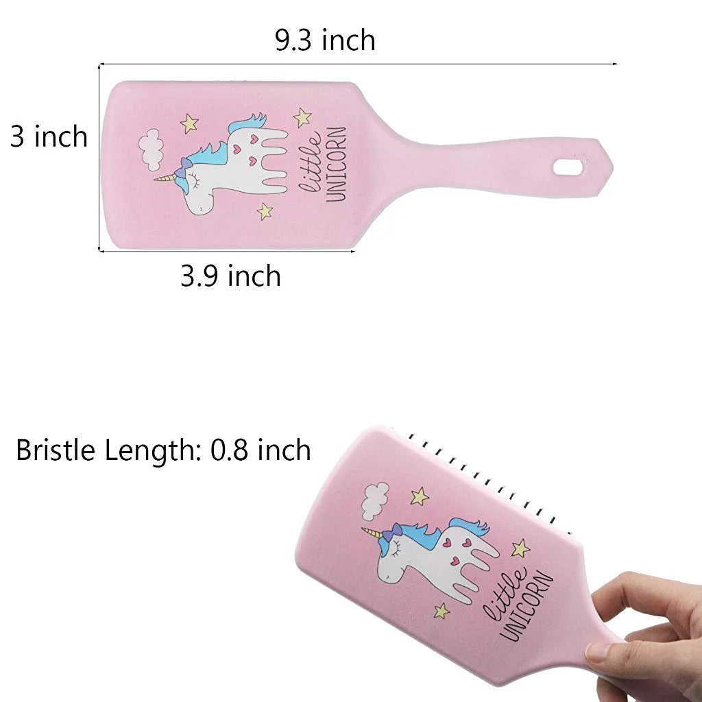 Pink Unicorn Hair Brush with Ball-tipped Nylon Bristle & Air Cushion