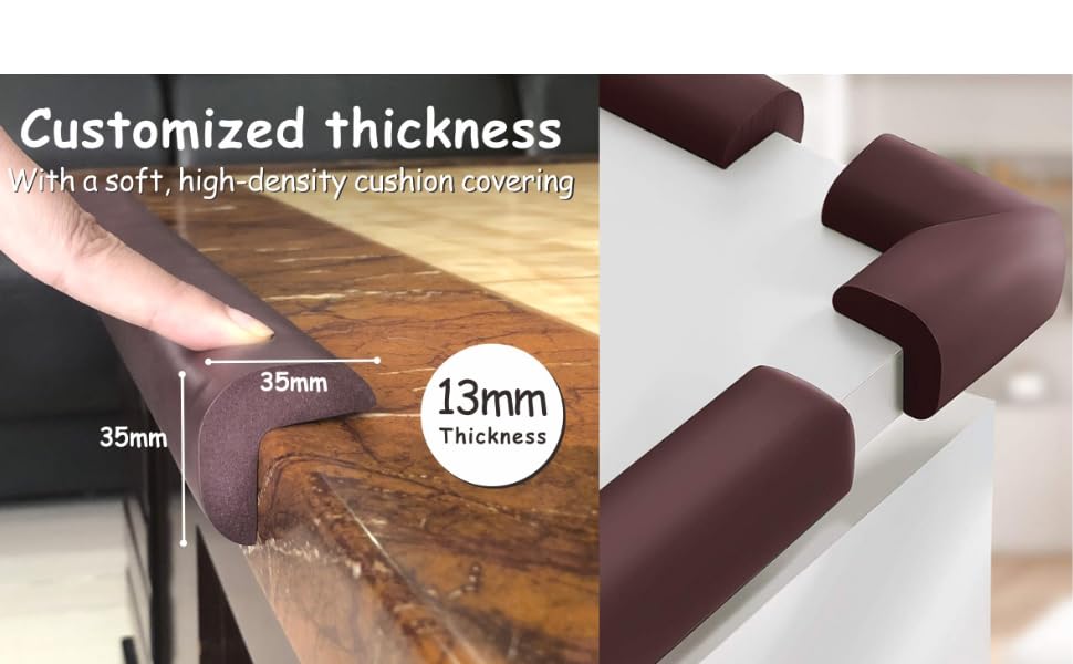 AMAZARA Baby Proofing Edge & Corner Guards | Extra Long 16.4Ft Edge + 8 Pre-Taped Corner Protectors | Child Safety Furniture Cushions | Brown (16.4ft Edge 8 Corners)