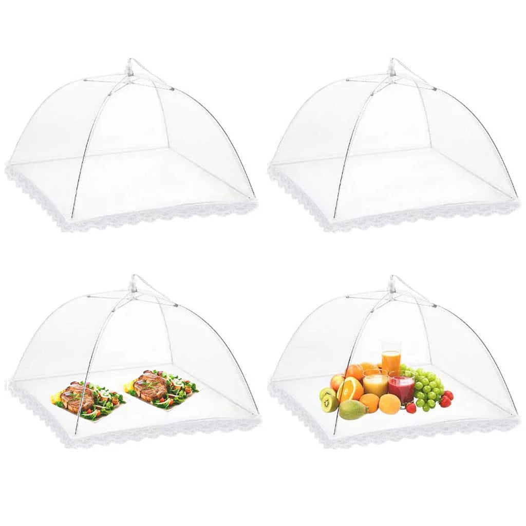 4 Pack Food Cover Tents, Pop-Up Mesh Food Covers Tent Umbrella