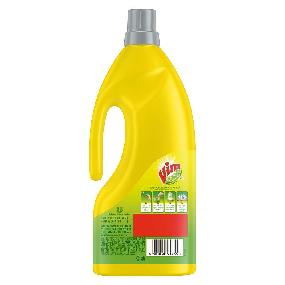 VIM Fresh Lemon Fragrance Dishwash Liquid Gel 1.8 L, Leaves No Residue, Grease Cleaner For All Utensils - Liquid Kitchen Soap, (VIMJ1R5)