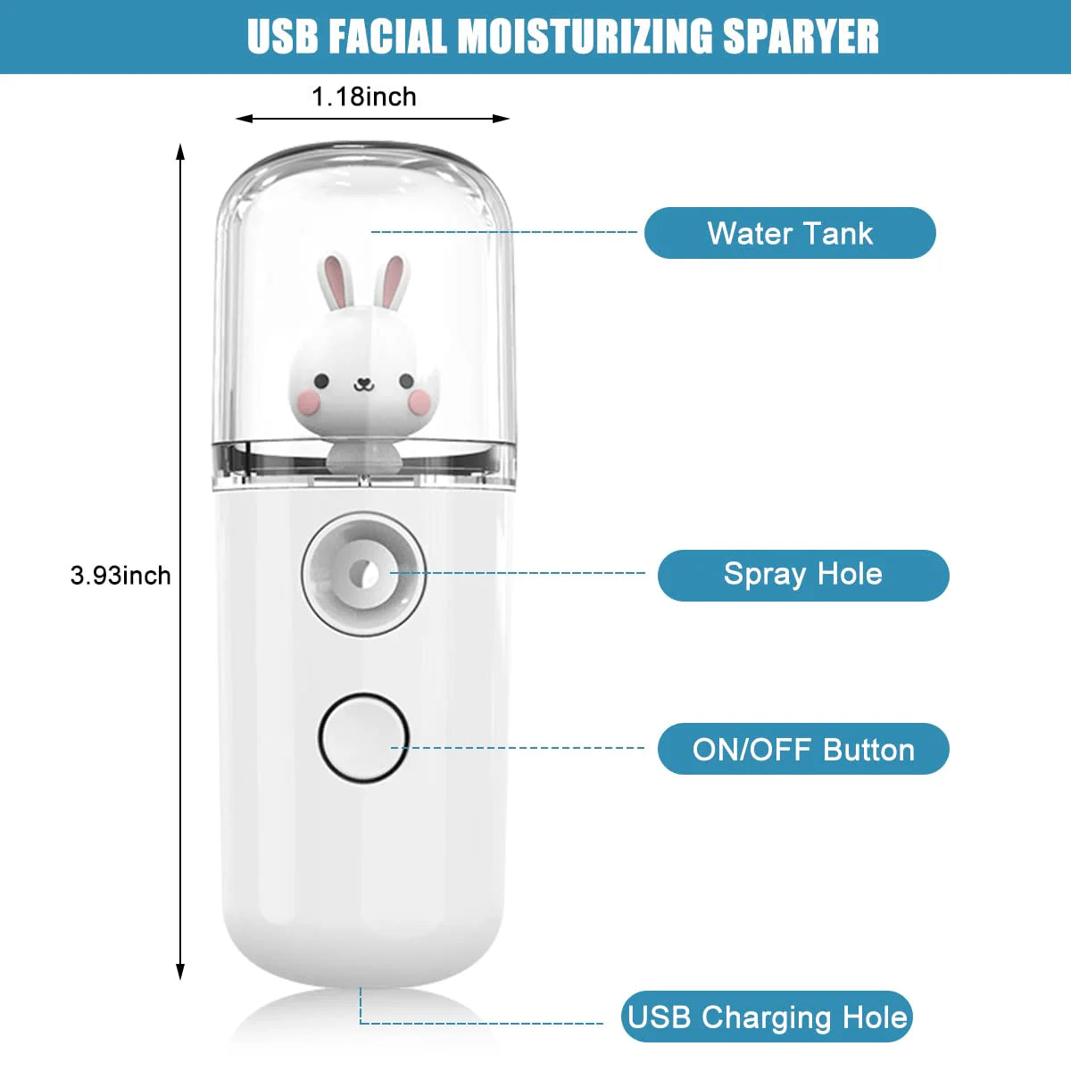 USB Nano Facial Sprayer 30ml Portable Face Mist