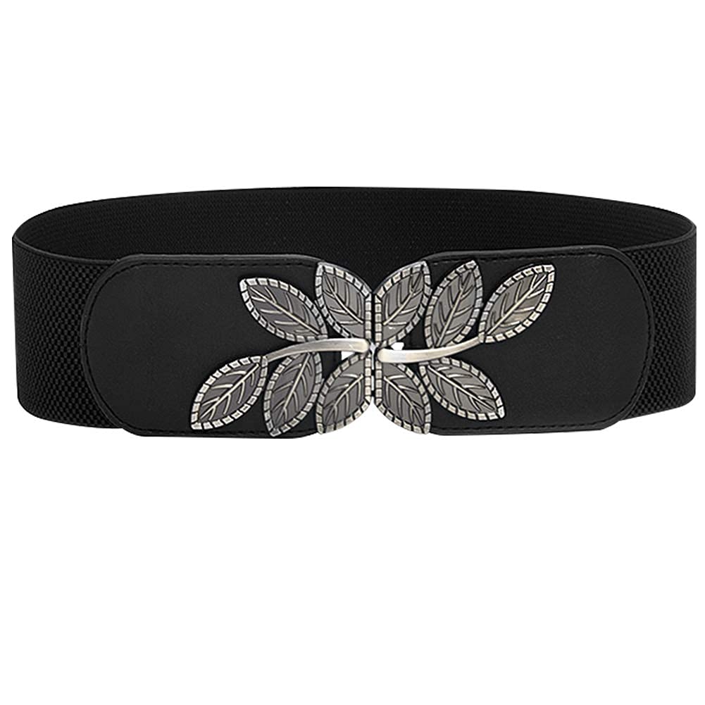 Vintage Elastic Wide Leaf Waist Belt for Dresses