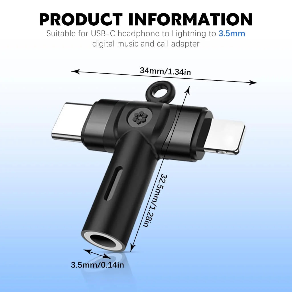 USB C to 3.5mm Audio Adapter 2-in-1 Aux Adapter for iPhone 15/14/13