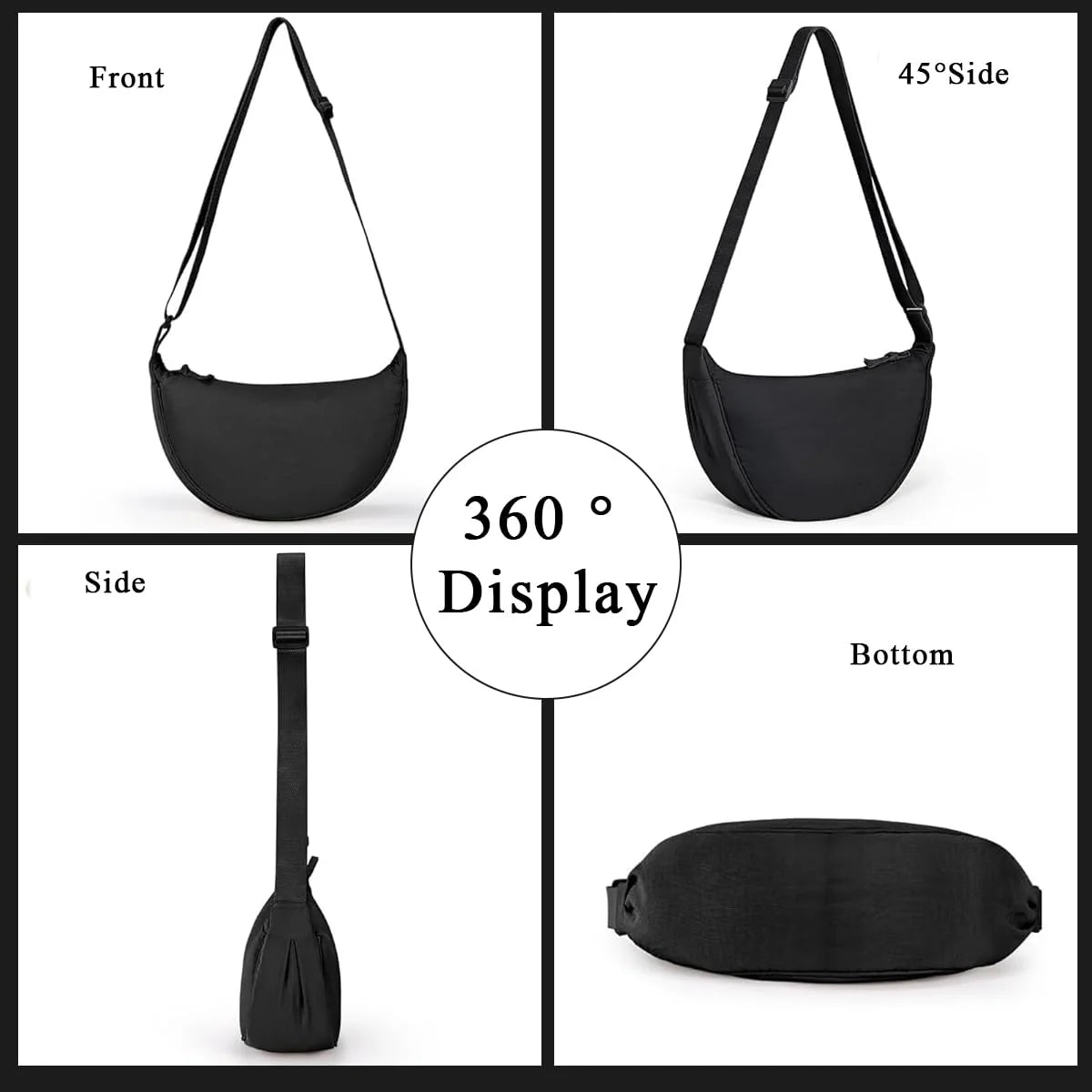 Nylon Crescent Hobos Crossbody Shoulder Bag Waterproof