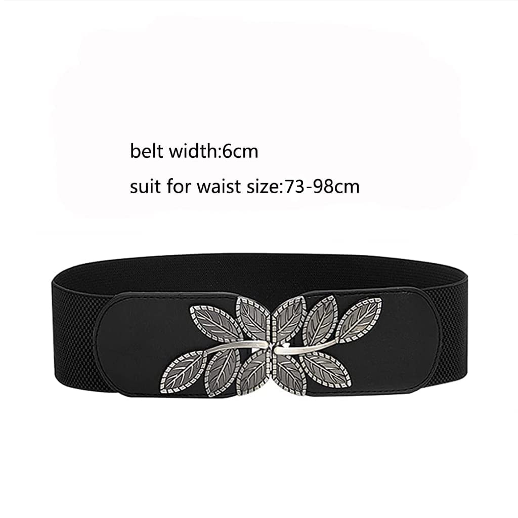 Vintage Elastic Wide Leaf Waist Belt for Dresses
