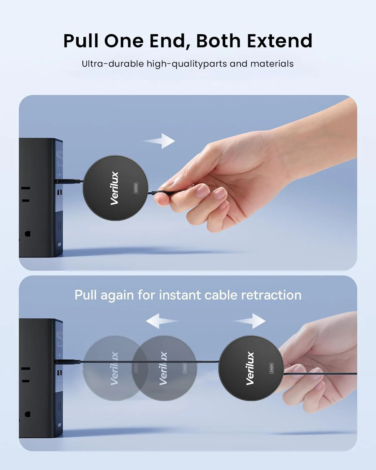 Retractable USB C to USB C 240W Fast Charging Cable for iPhone 15