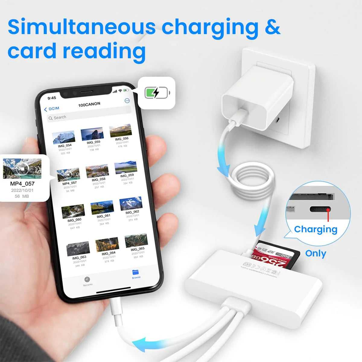 5 in 1 SD Card Reader with Light-ning Port and USB 3.0 for iPhone/iPad/PC