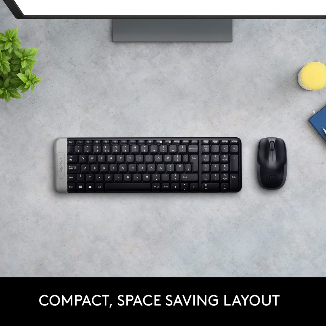 Logitech MK215 Wireless Keyboard and Mouse Combo for Windows, 2.4 GHz Wireless, Compact Design, 2-Year Battery Life(Keyboard),5 Month Battery Life(Mouse) PC/Laptop- Black