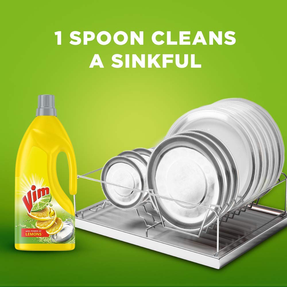 VIM Fresh Lemon Fragrance Dishwash Liquid Gel 1.8 L, Leaves No Residue, Grease Cleaner For All Utensils - Liquid Kitchen Soap, (VIMJ1R5)
