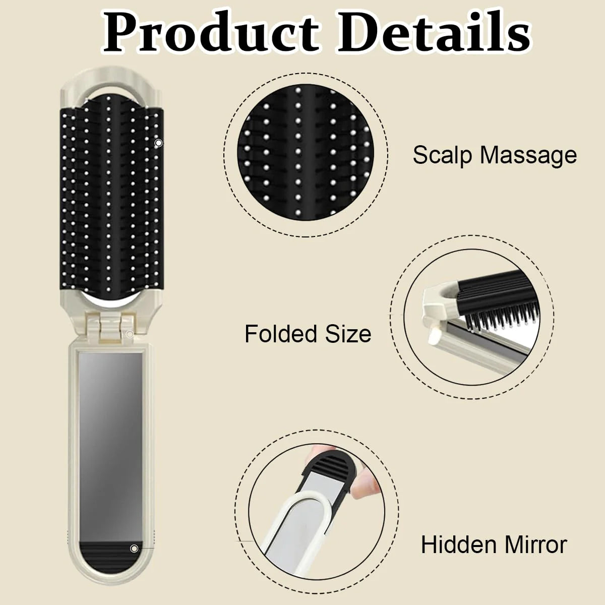 Cute Cartoon Portable Travel Hair Comb with Mirror