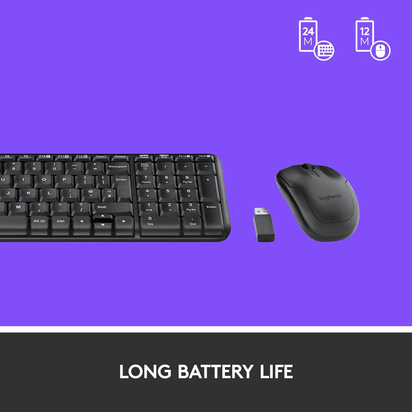 Logitech MK215 Wireless Keyboard and Mouse Combo for Windows, 2.4 GHz Wireless, Compact Design, 2-Year Battery Life(Keyboard),5 Month Battery Life(Mouse) PC/Laptop- Black