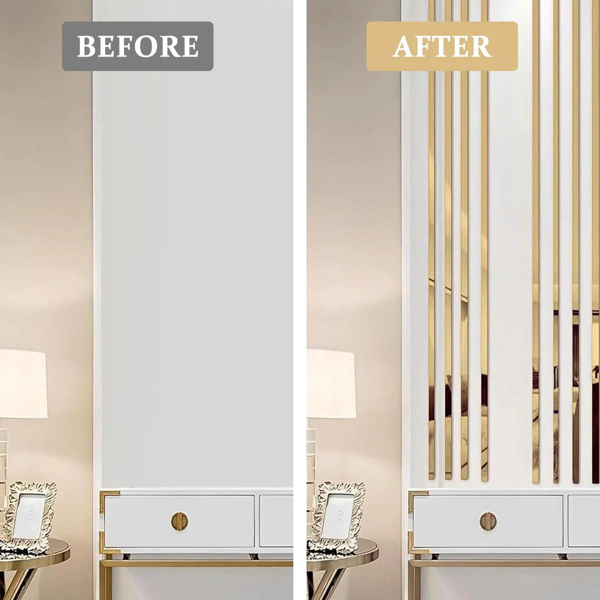 16.4ft Golden Metal Trim Wall Strip Self Adhesive Peel and Stick