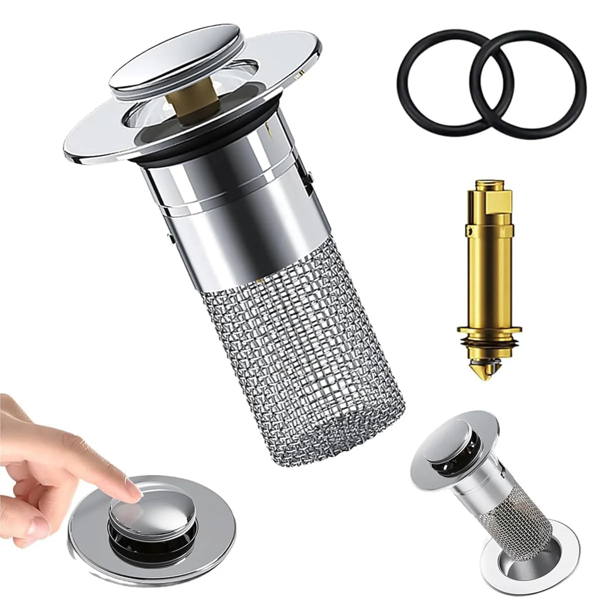 Bathroom Sink Stopper Hair Catcher with Removable Stainless Steel Filter