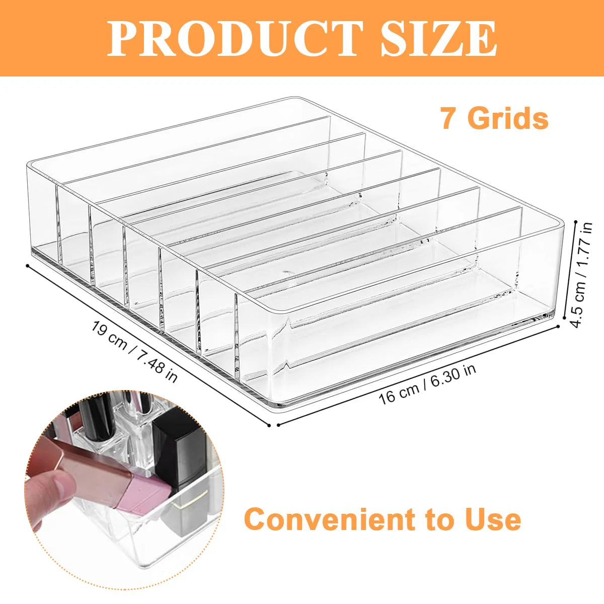 Clear Acrylic Makeup Organizer for Vanity 7 Sections