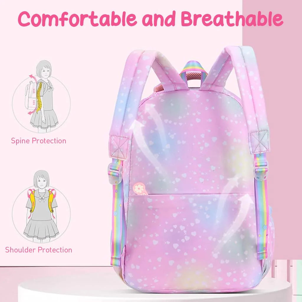 Cartoon Stylish School Backpack for Girls 7-12 Years