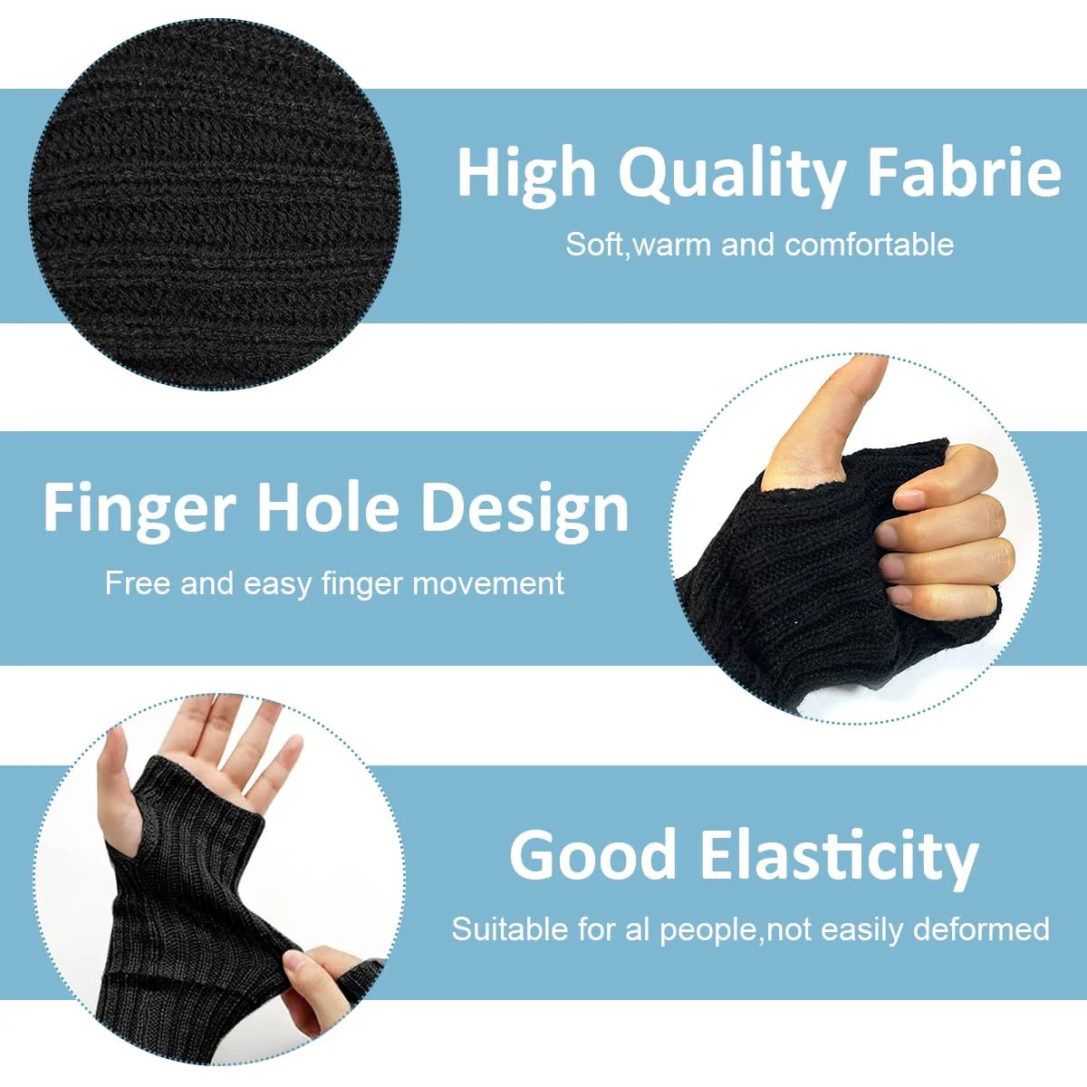 Arm Warmers for Women, Long Fingerless Gloves for Teen Girls