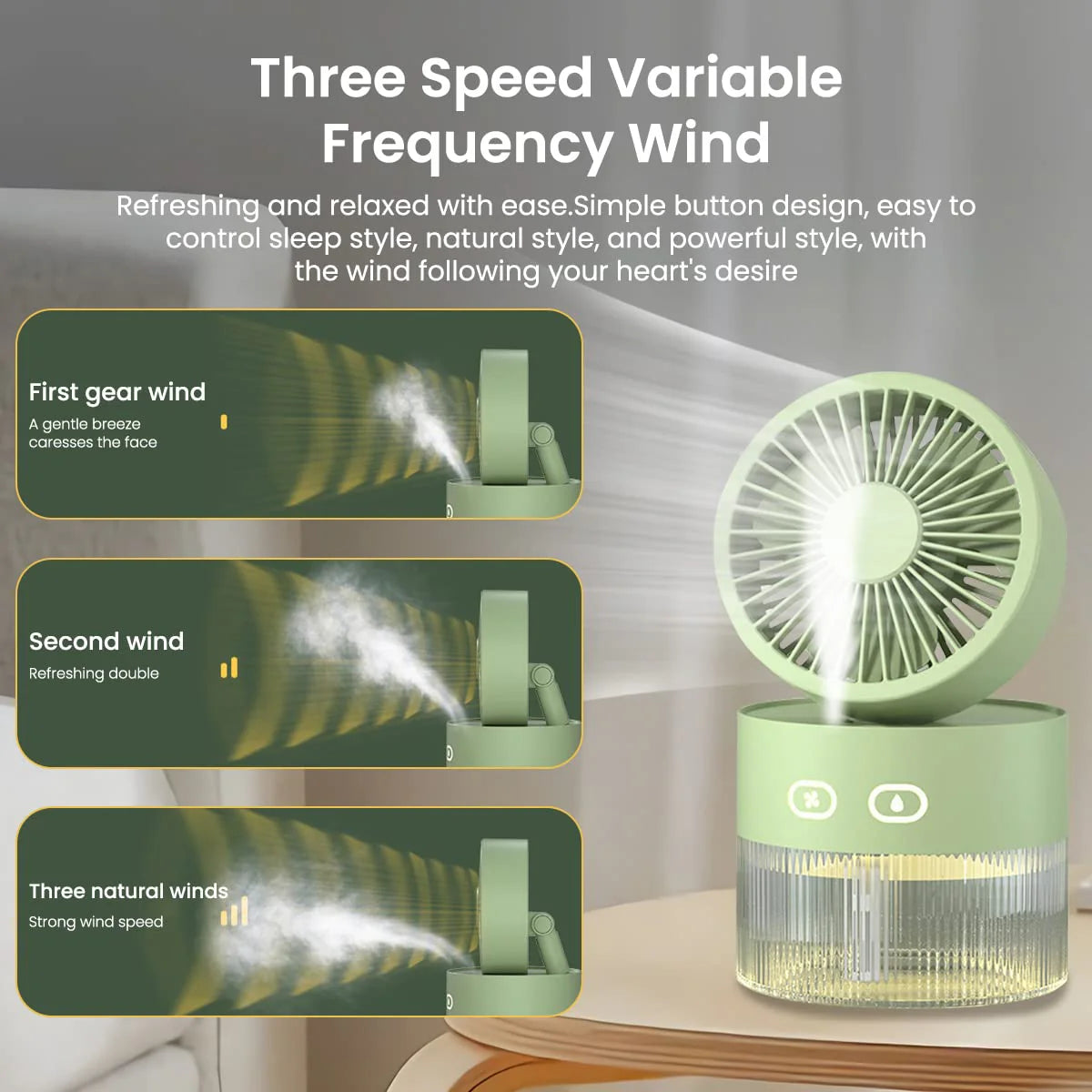 2 IN 1 USB Portable Fan with Humidifier USB Desktop Fan
