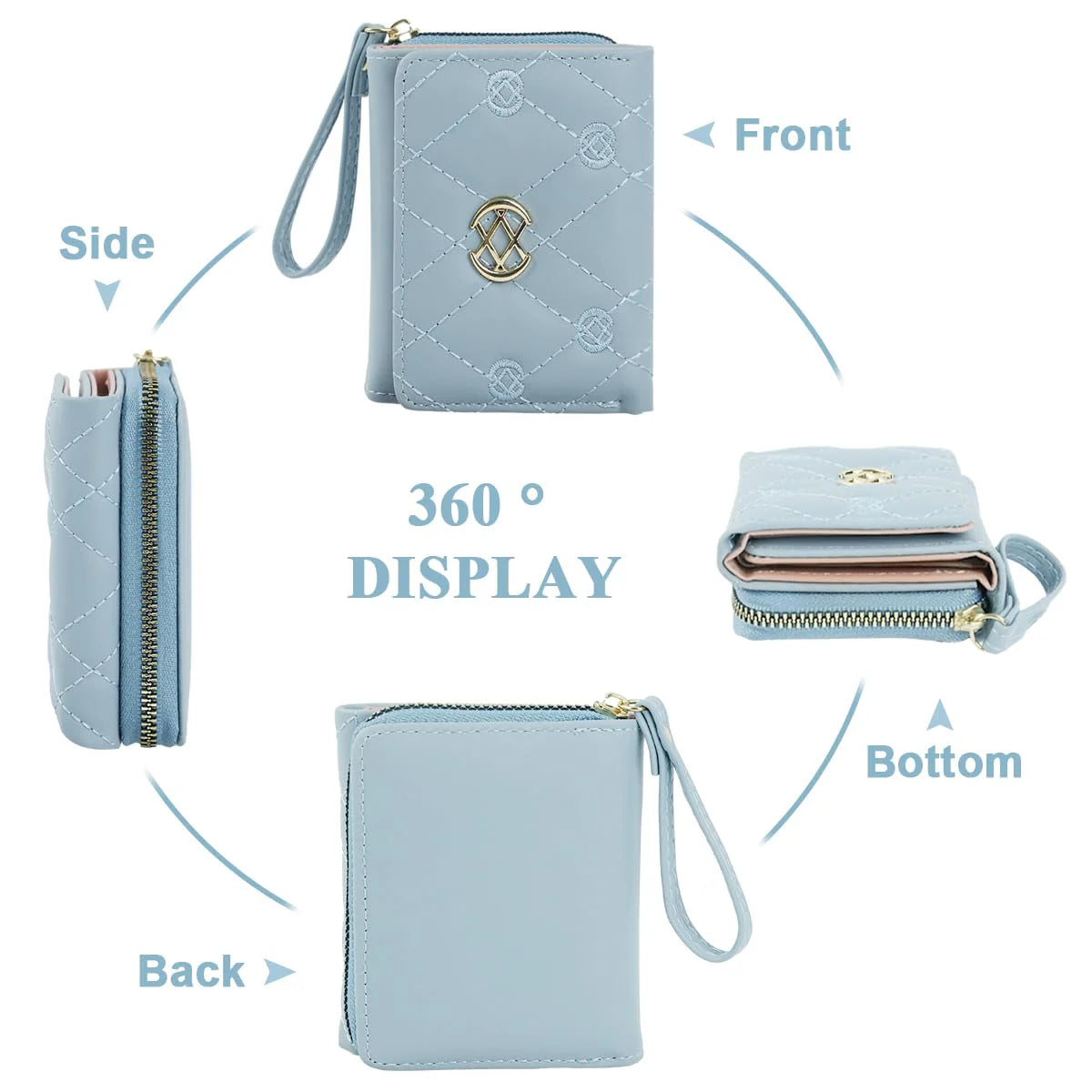Small PU Leather Card Coin Clutch Wallet Blue