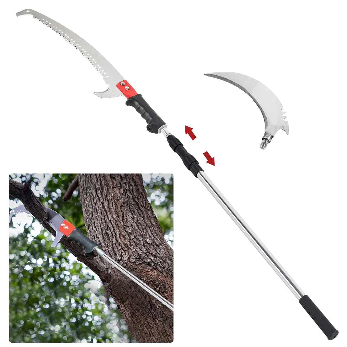 9.8ft Extendable Telescopic Pruning Saw with Stainless Steel Pole