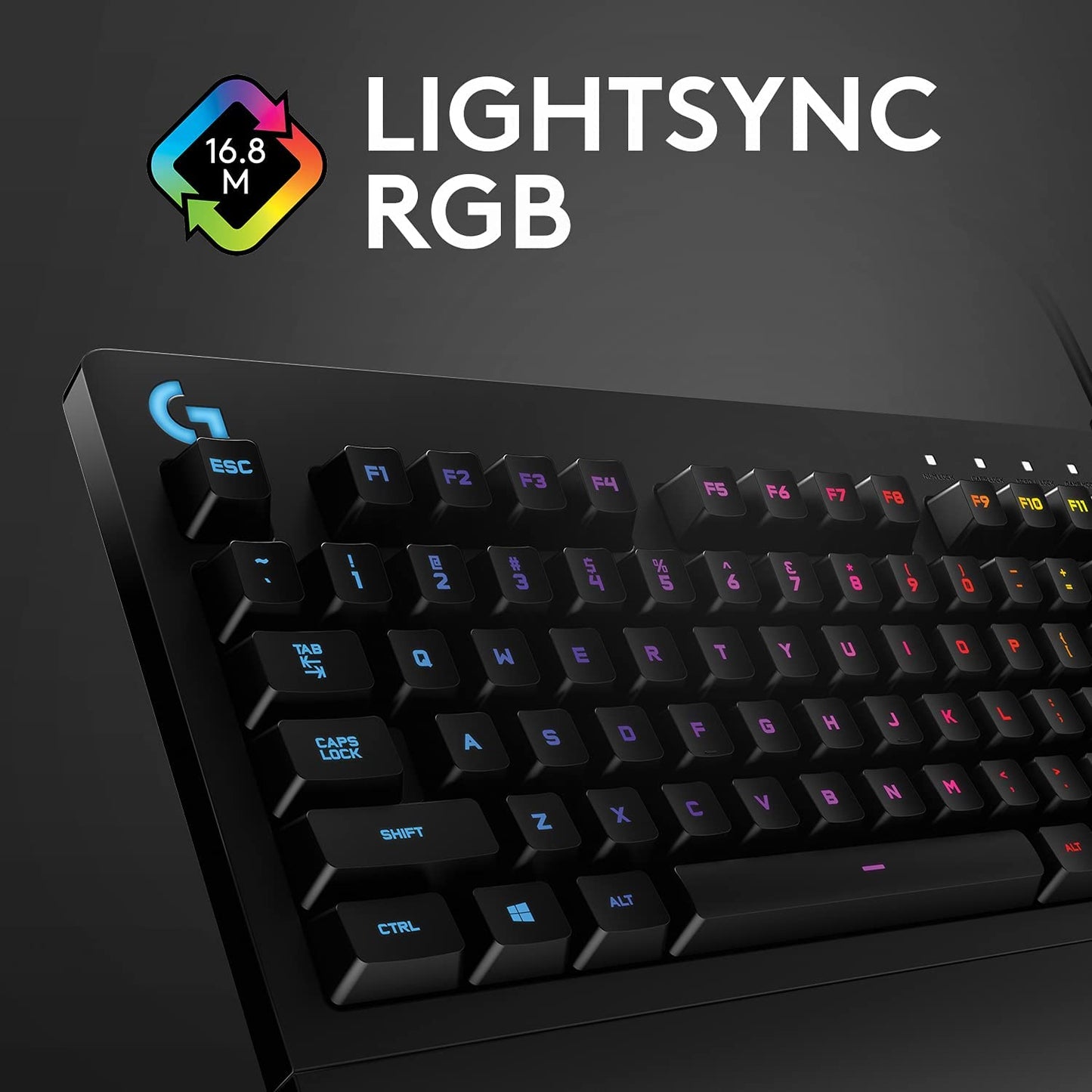 Logitech G213 Gaming Keyboard with Dedicated Media Controls, 16.8 Million Lighting Colors Backlit Keys, Spill-Resistant and Durable Design, Black