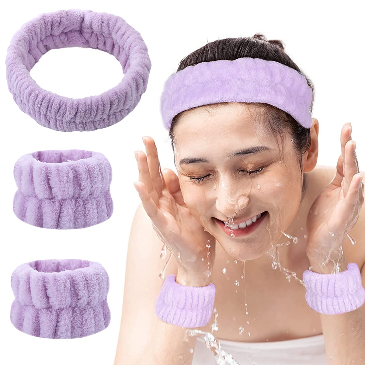 Facial Spa Headband Wristband Combo Set