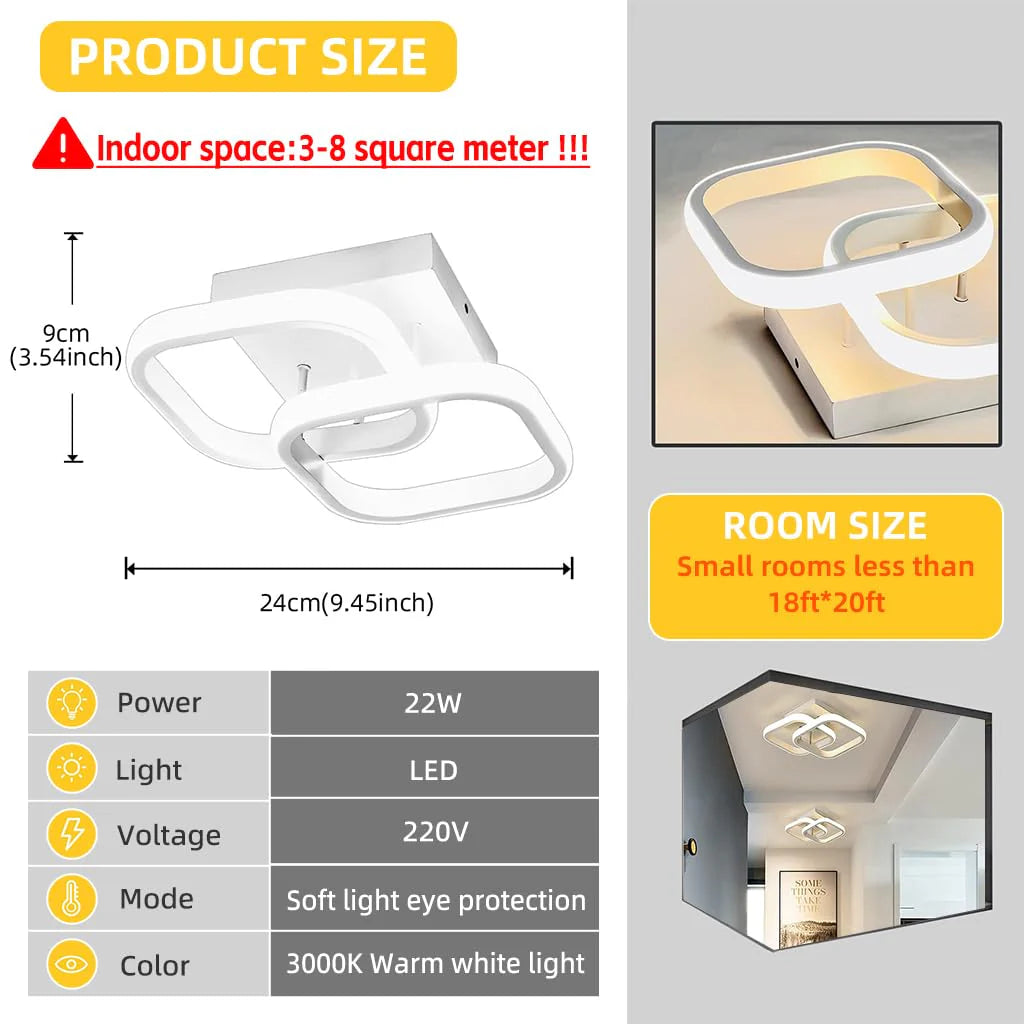 22W LED Square Ceiling Light for Hallway/Bedroom/Kitchen