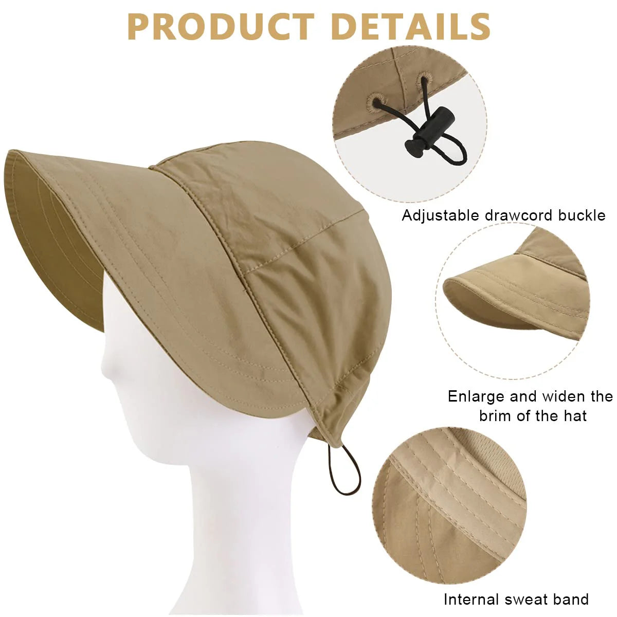 Wide Brim Beach Bucket Hat for Women