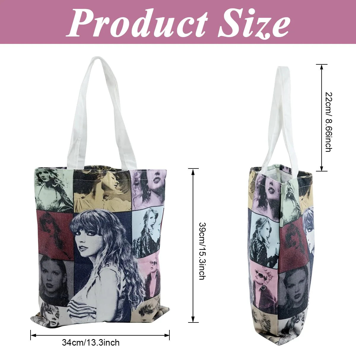 Girls Tote Bag Taylor Swift Print Canvas Bag