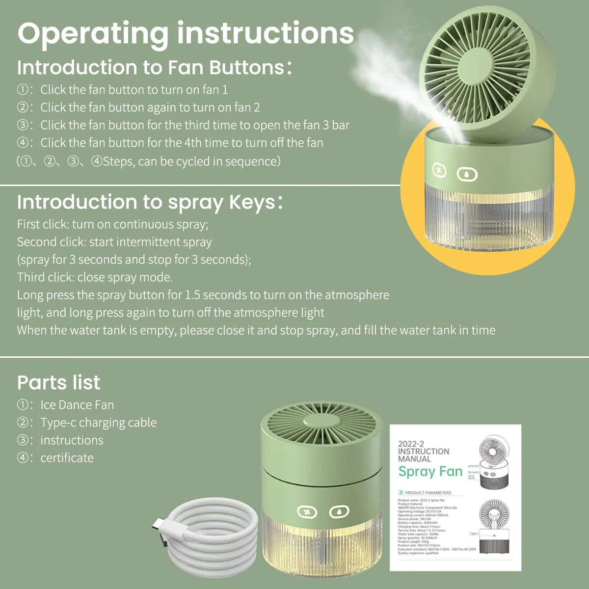 2 IN 1 USB Portable Fan with Humidifier USB Desktop Fan