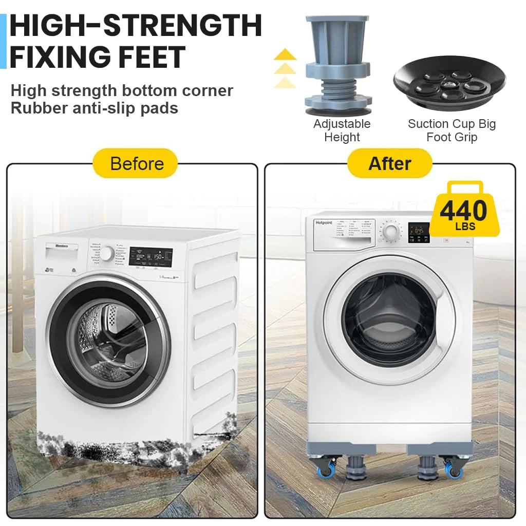 Universal Washing Machine Stand 16-25 Inches 4-Wheel Adjustable Base