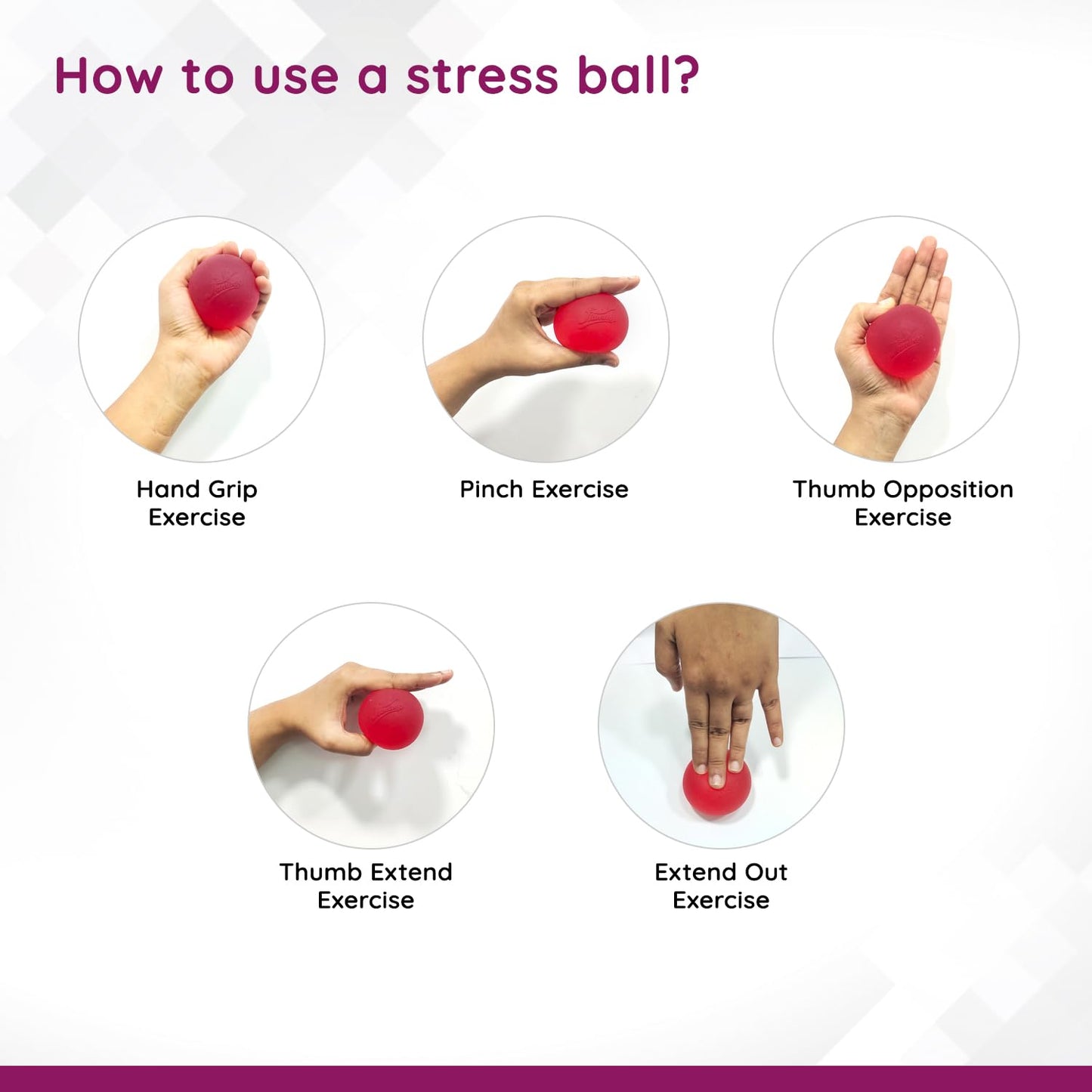Flamingo Gel Exercise Ball for Hand, Grip Muscle Strengthening,Stress Relief, Arthritis, Finger, Wrist, Carpal Tunnel & Pain Relief | Color-Medium-Red | Size-U