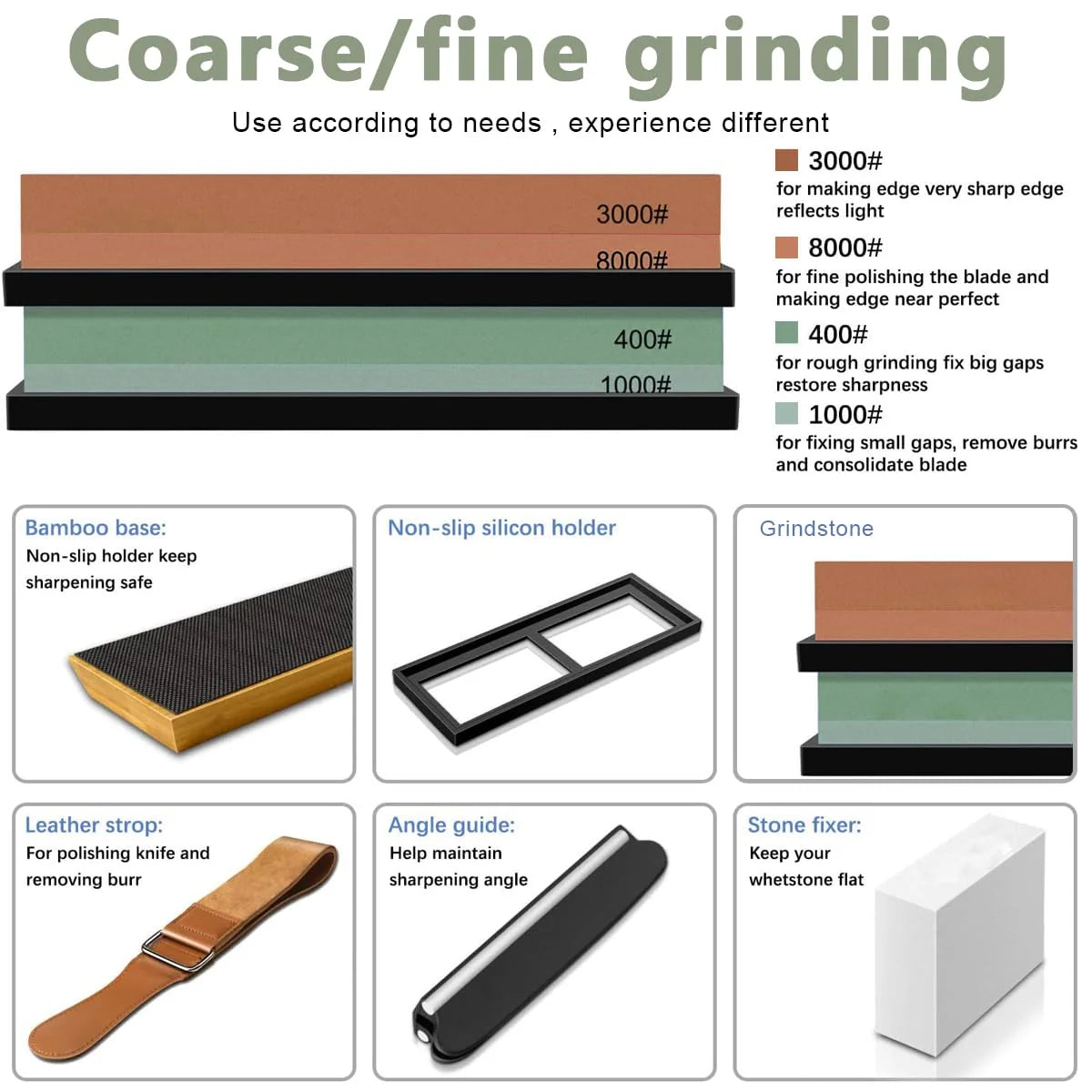 Professional Kitchen Knife Sharpener Whetstone 400/1000/3000/8000 Grit