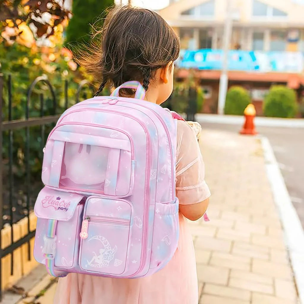 Cartoon Stylish School Backpack for Girls 7-12 Years