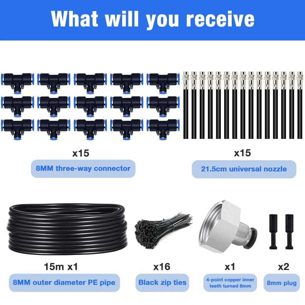 Slow Drip Irrigation Kit 15m Long Drip Water Pipe