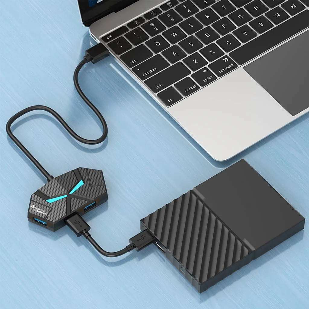 7 in 1 USB Colourful Ambient Light USB HUB Multi-Port Adapter