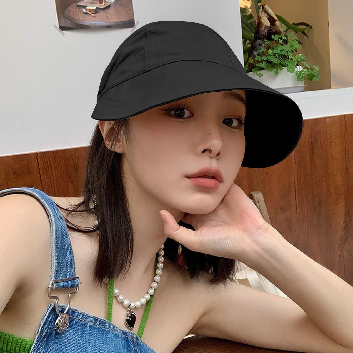 Wide Brim Sun Protection Bucket Hat Black