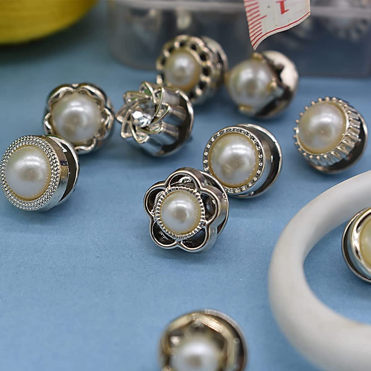 30Pcs Mini Pearl Brooch Safety Buttons Cover Up