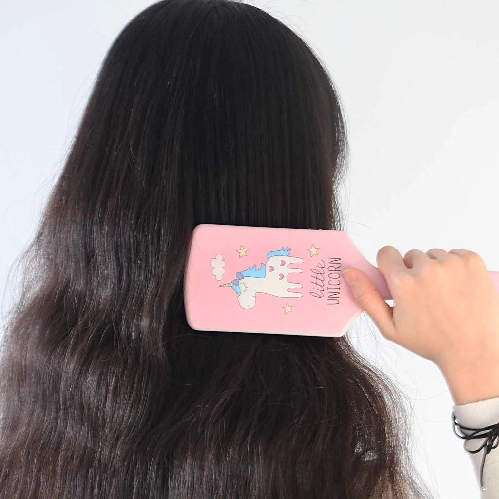 Pink Unicorn Hair Brush with Ball-tipped Nylon Bristle & Air Cushion