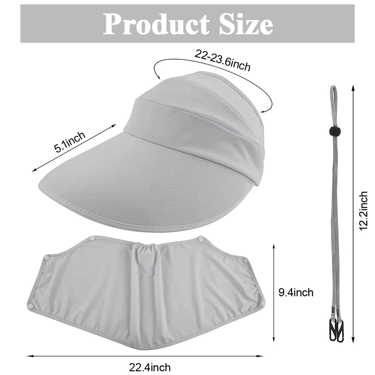 Wide Brim Hat with Detachable Face Cover UV Protection