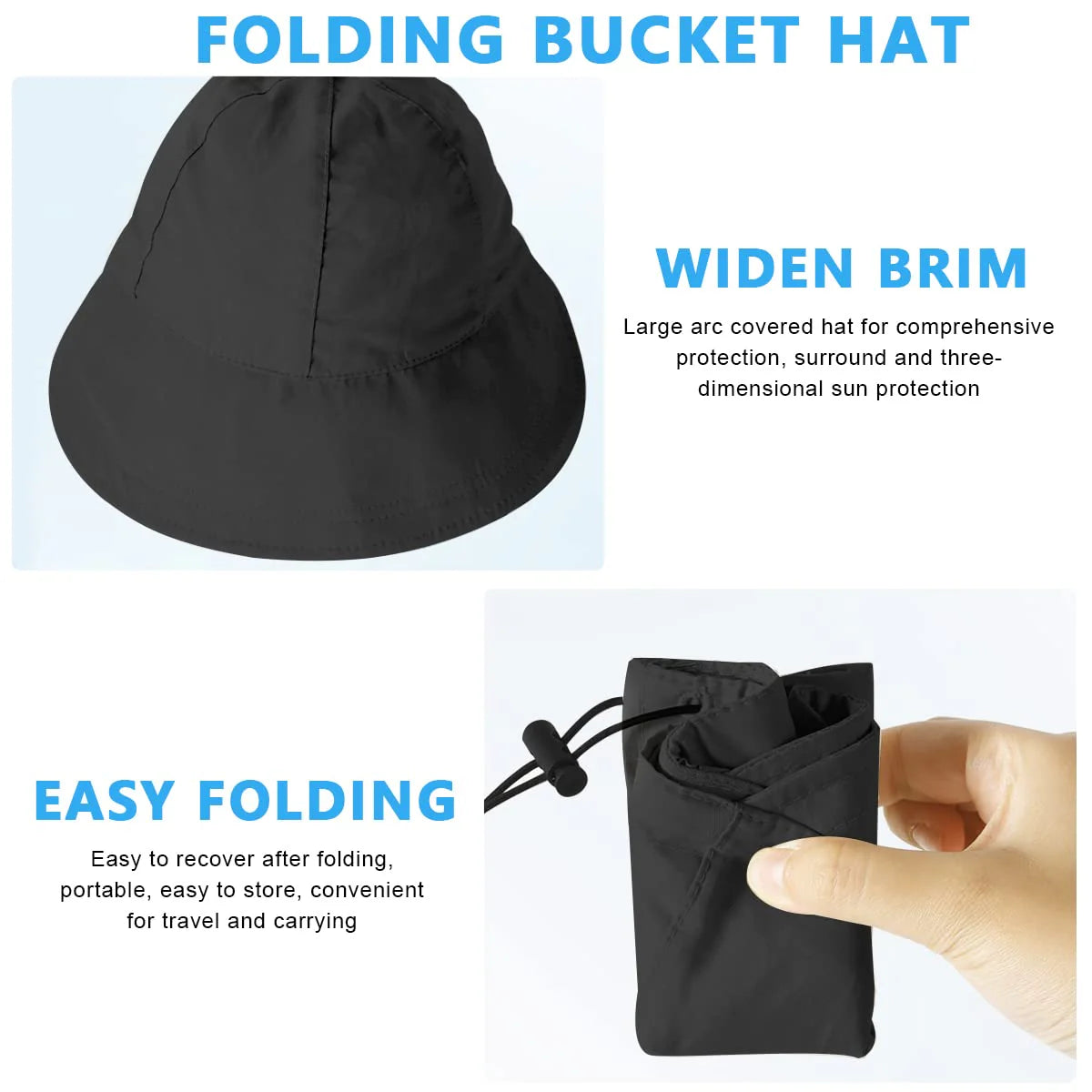Wide Brim Sun Protection Bucket Hat Black